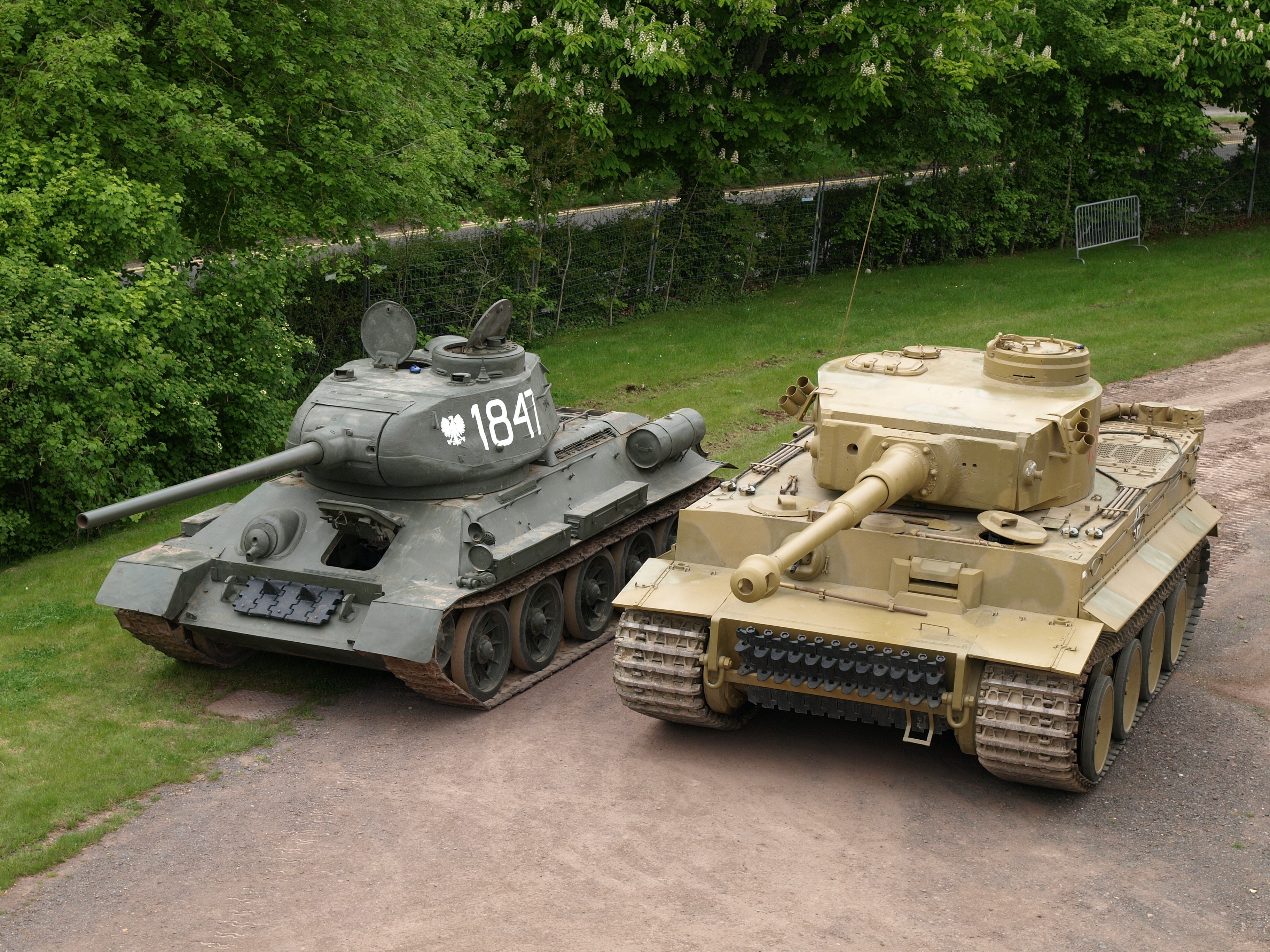 Tanks on display outdoors