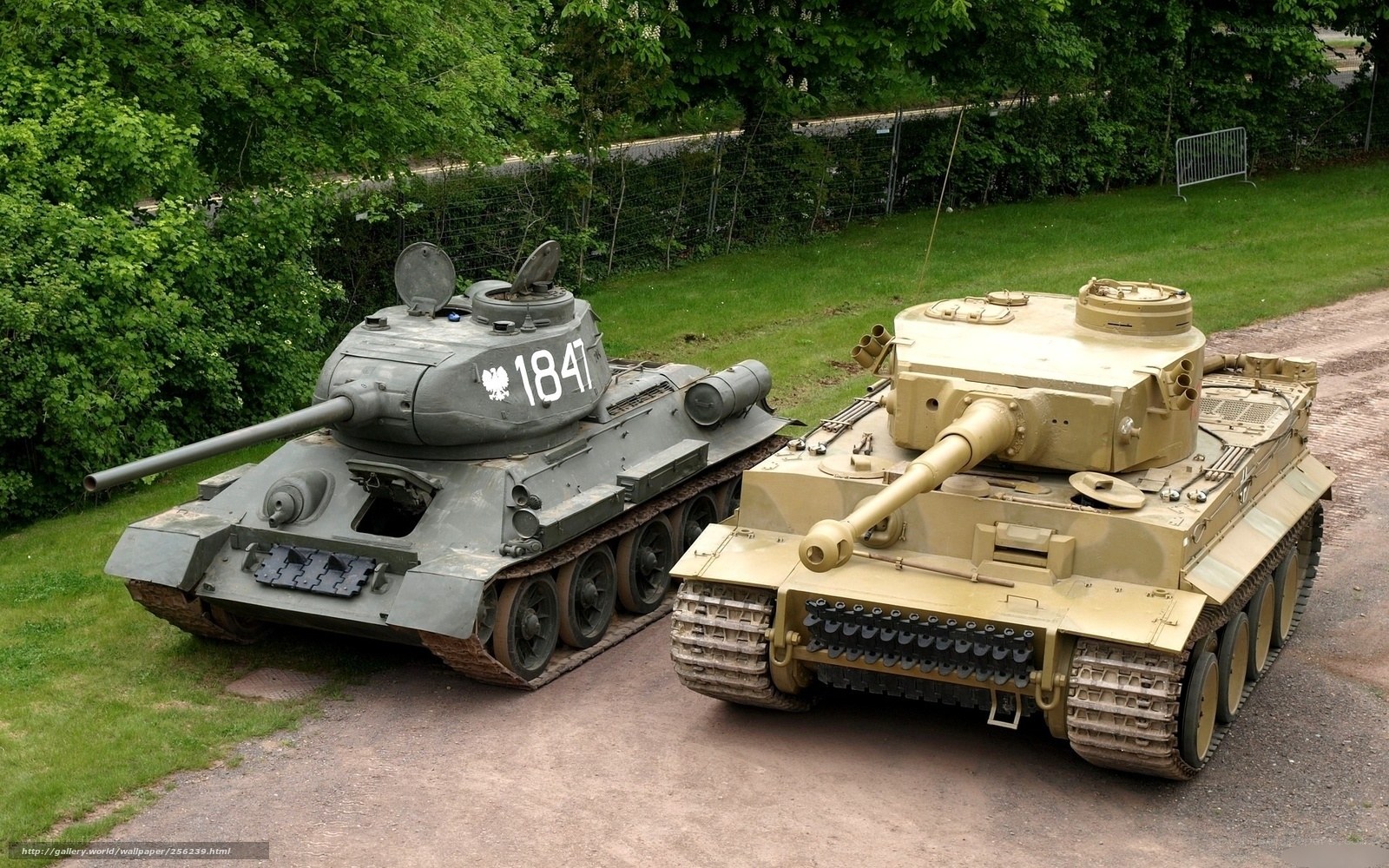 Tanks on display outdoors