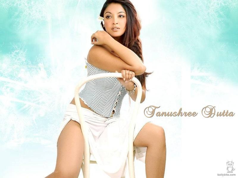 Tanushree Dutta in a striped top