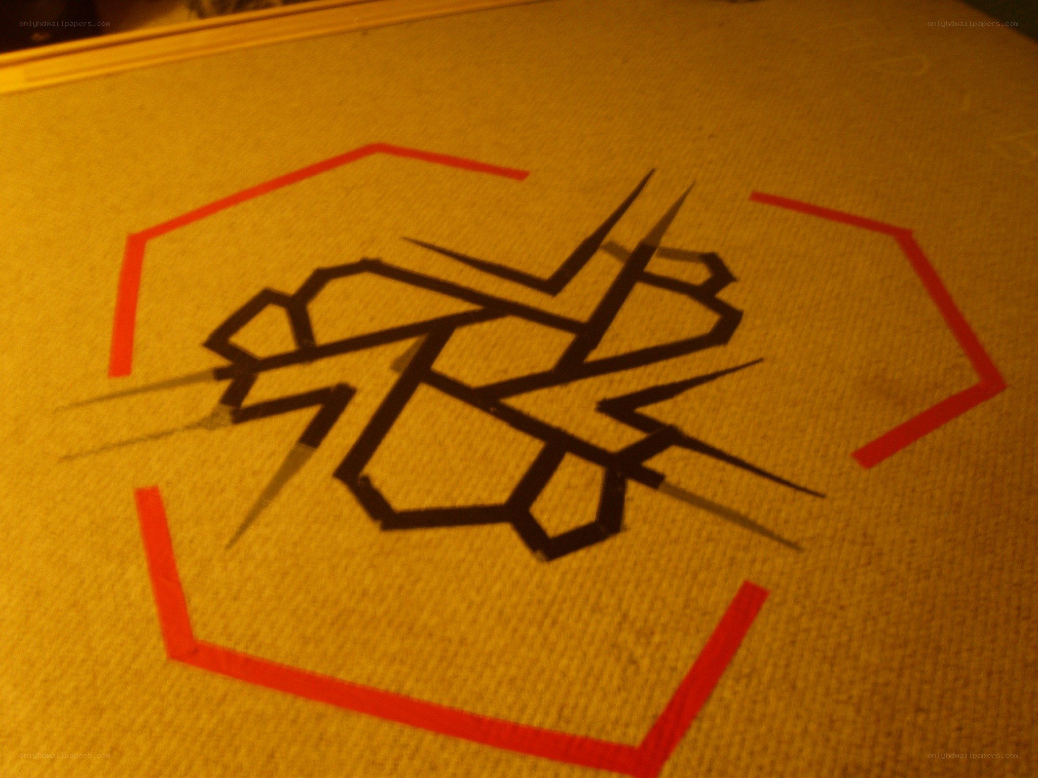 tape drawing on carpet