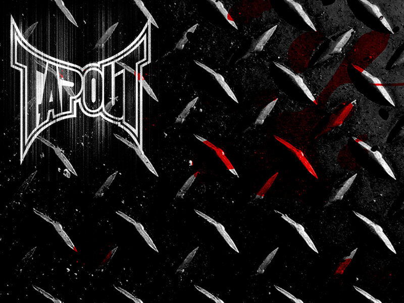 Tapout logo on spiked background