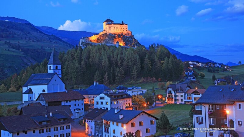 Tarasp Castle at Dusk