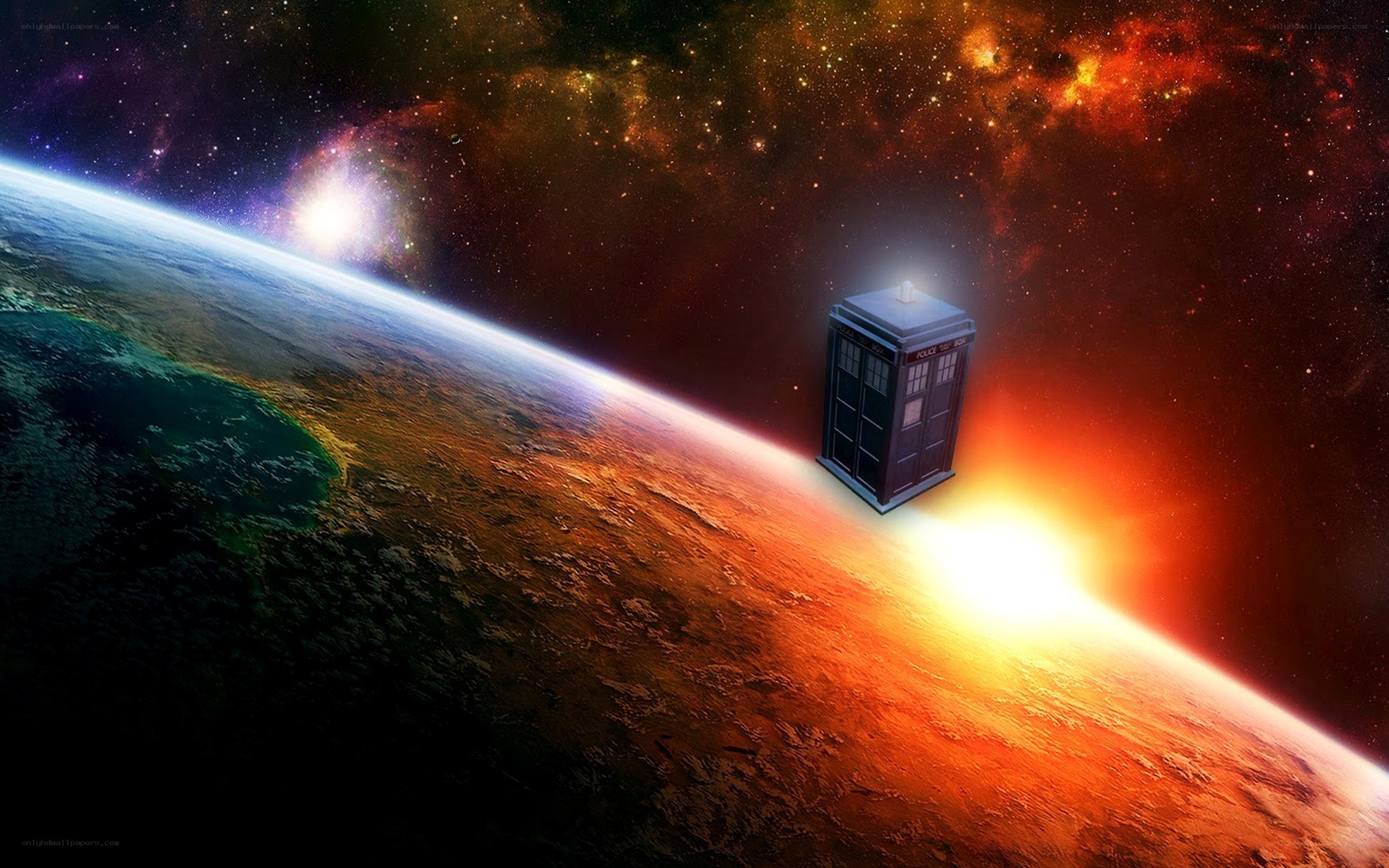 TARDIS above a planet