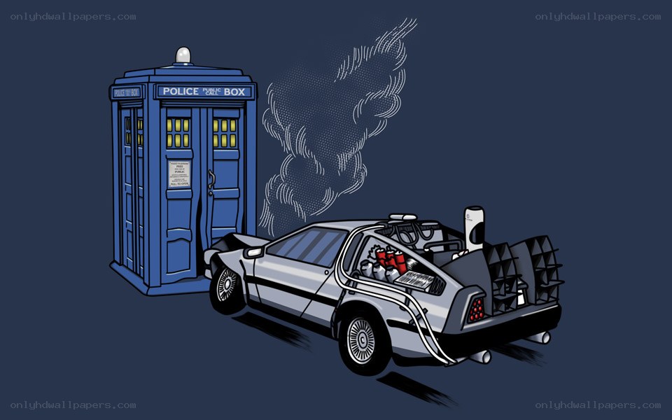 TARDIS and DeLorean collision