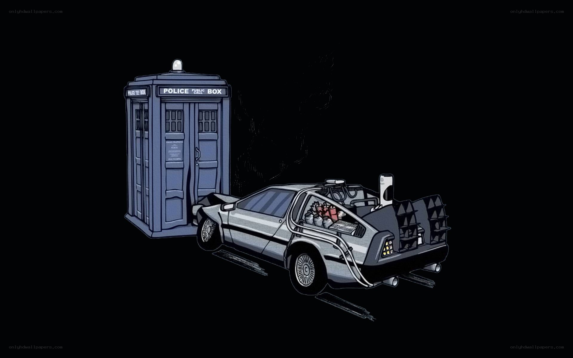 TARDIS and DeLorean collision