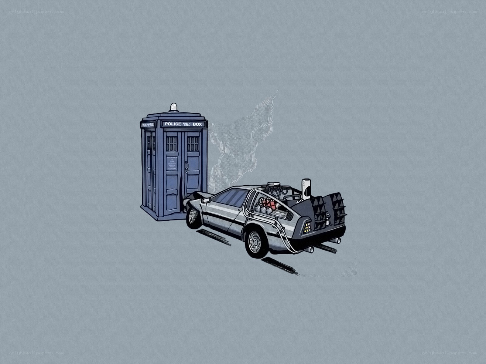 TARDIS and DeLorean collision