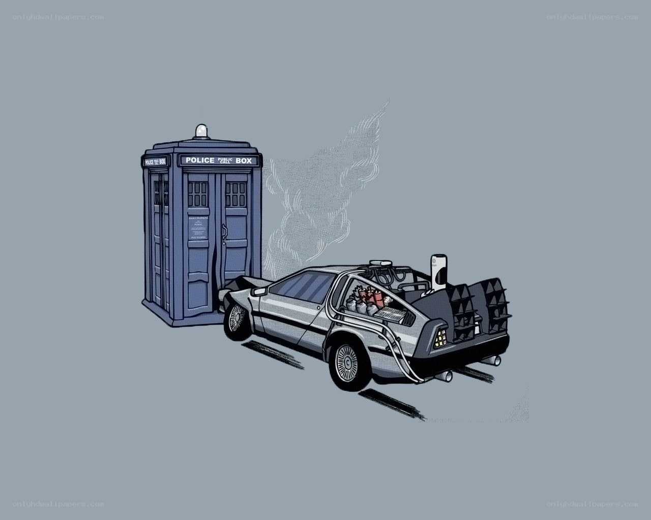 TARDIS and DeLorean collision