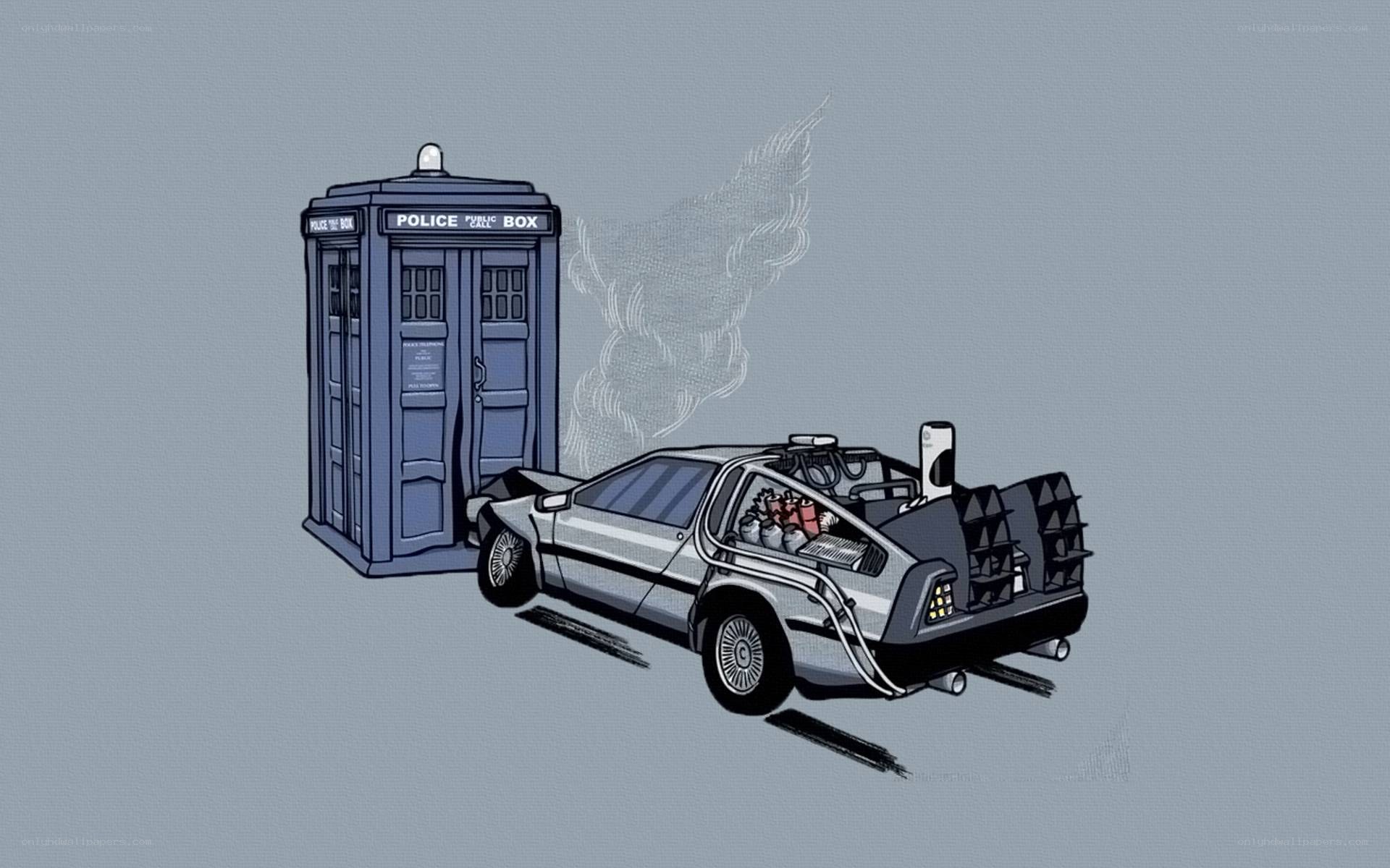 TARDIS and DeLorean collision