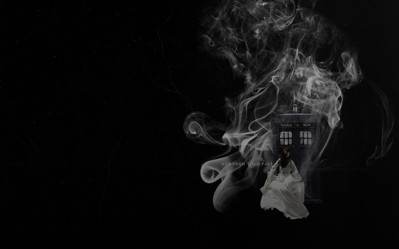 TARDIS and ghostly figure