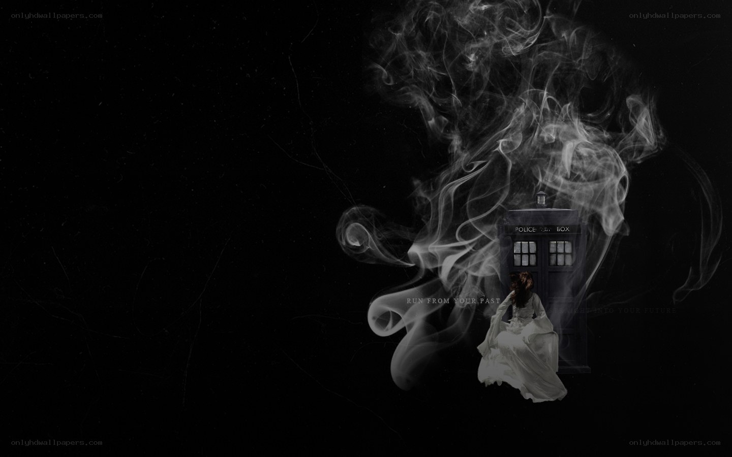 TARDIS and ghostly figure