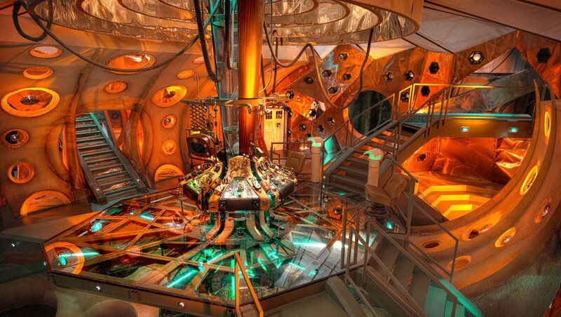 TARDIS Control Room — Orange, Futuristic, 3d Render, Control Console