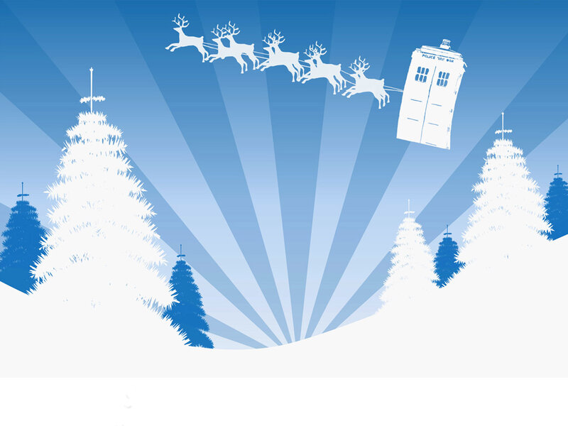 TARDIS flying with reindeer