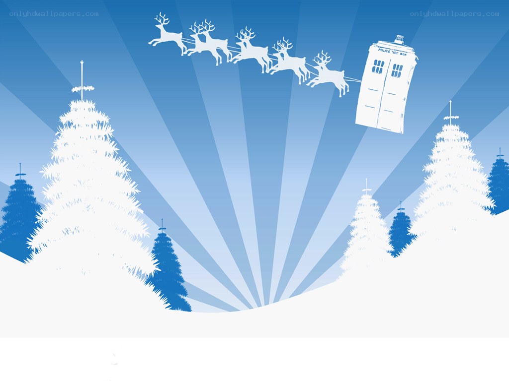 TARDIS flying with reindeer