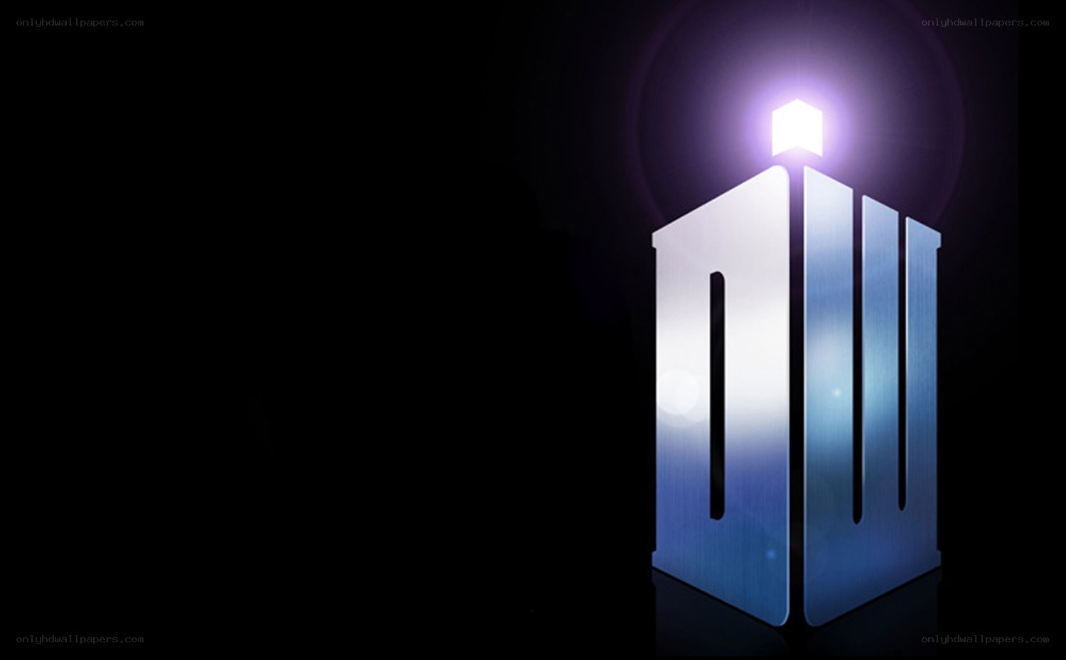 TARDIS glowing in darkness