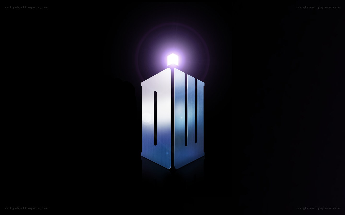 TARDIS glowing in darkness