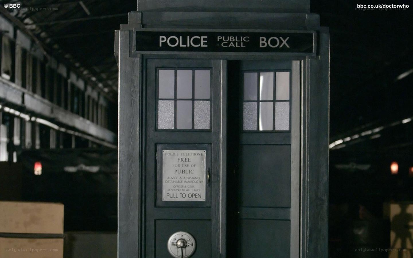 TARDIS in a dark station