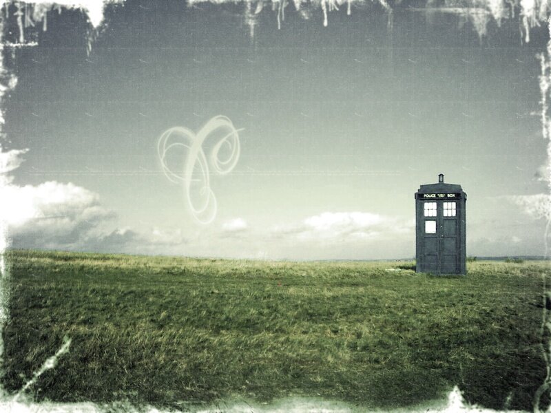 TARDIS in a field