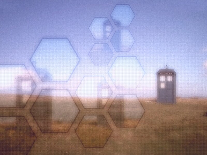 TARDIS in a foggy field