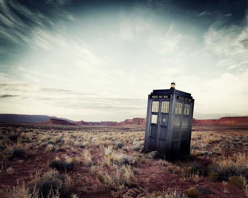 TARDIS in desert landscape