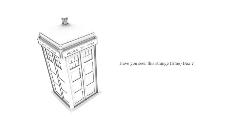 TARDIS in grayscale