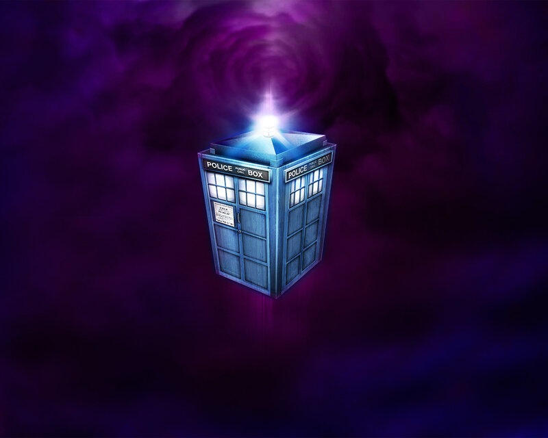 TARDIS in purple mist