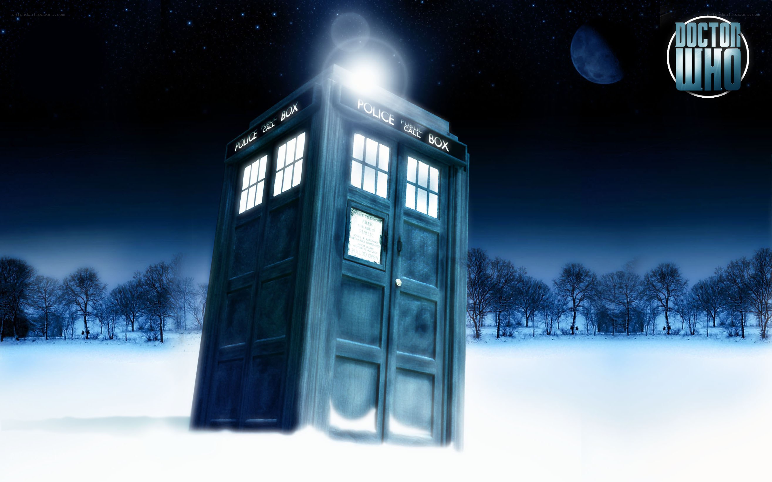 TARDIS in snowy landscape