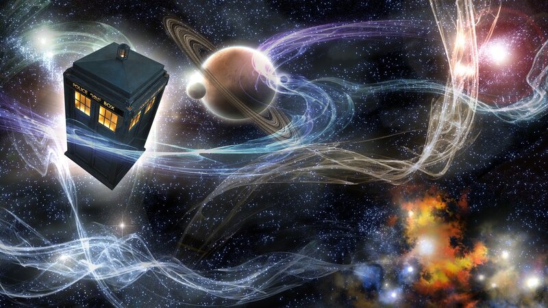 TARDIS in Space — Black, Dramatic, Night