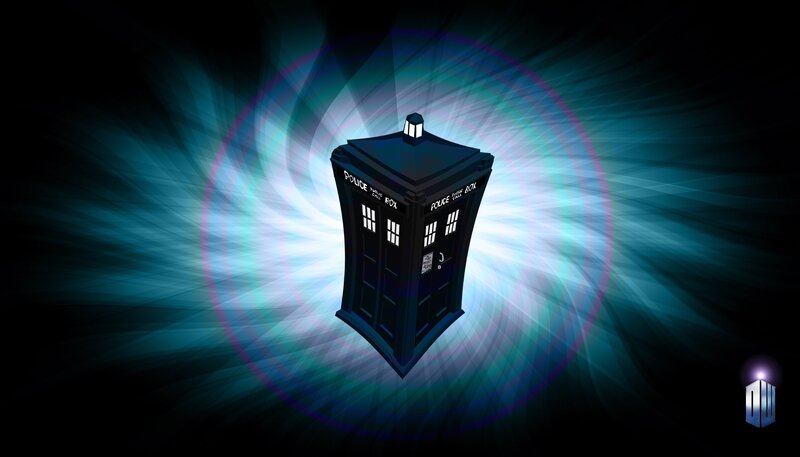 TARDIS in Space — Blue, Dramatic, Night, Digital Art