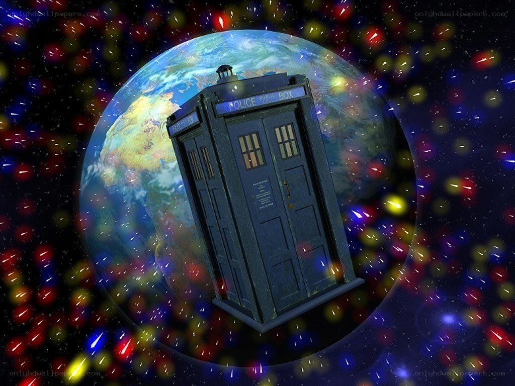 TARDIS in space with Earth