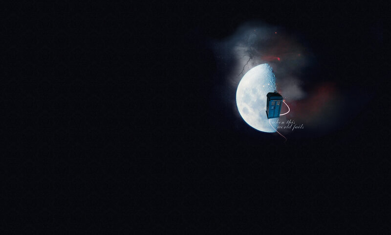 TARDIS in space with moon
