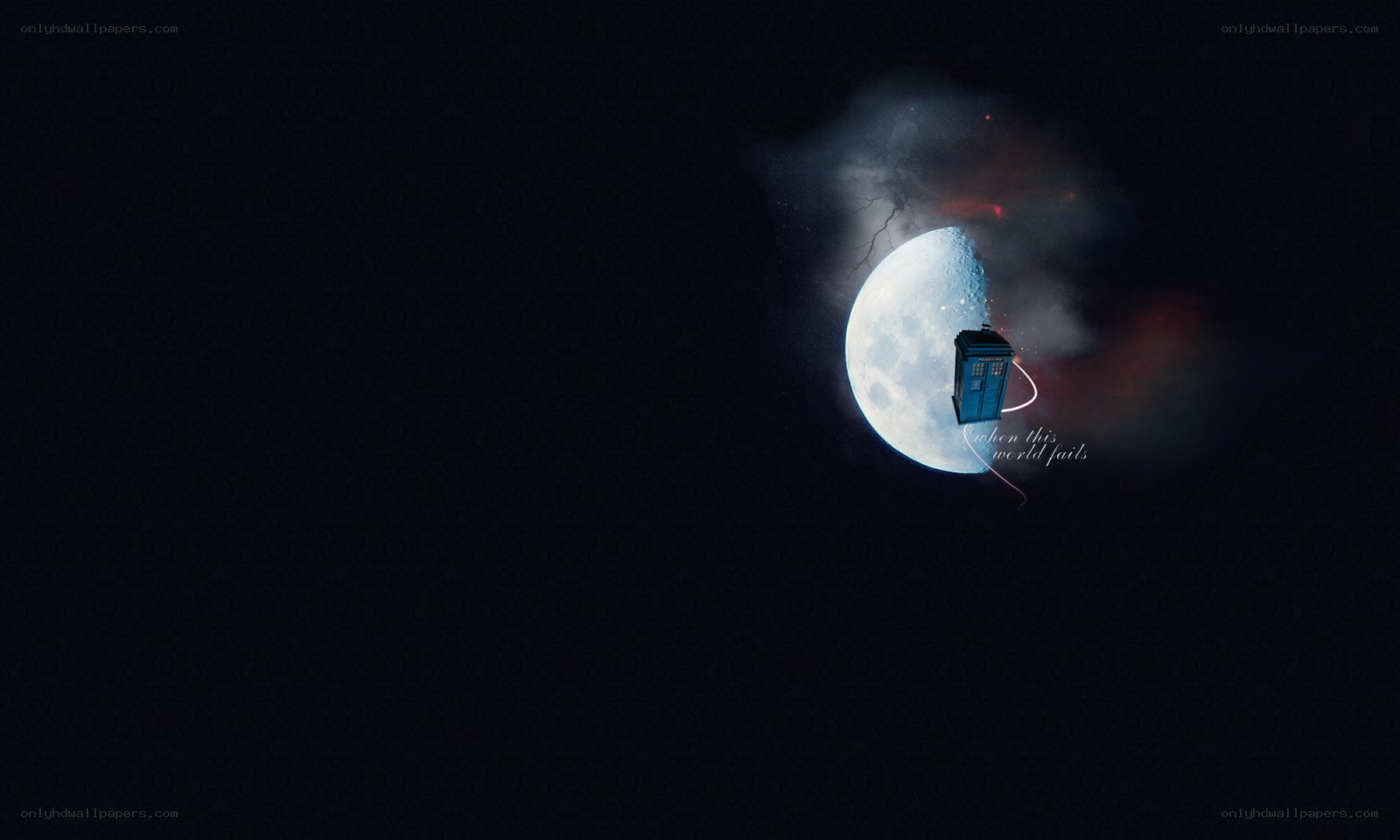 TARDIS in space with moon