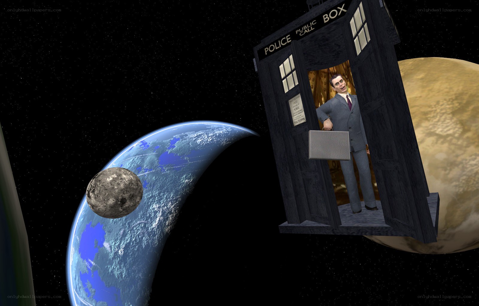 TARDIS in space with Mr. Bean