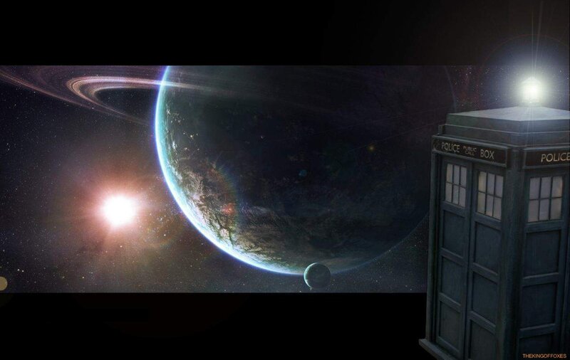 TARDIS in space with planet