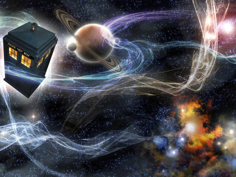 TARDIS in space with planets