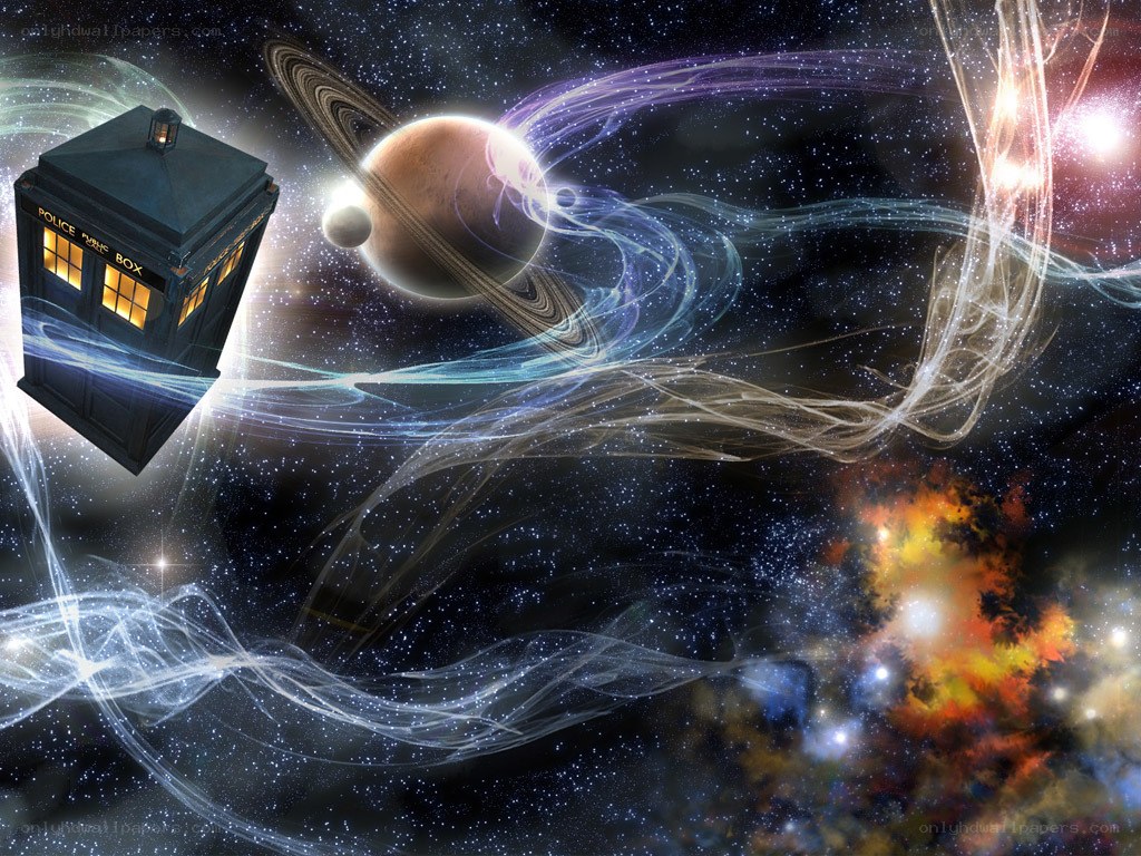 TARDIS in space with planets