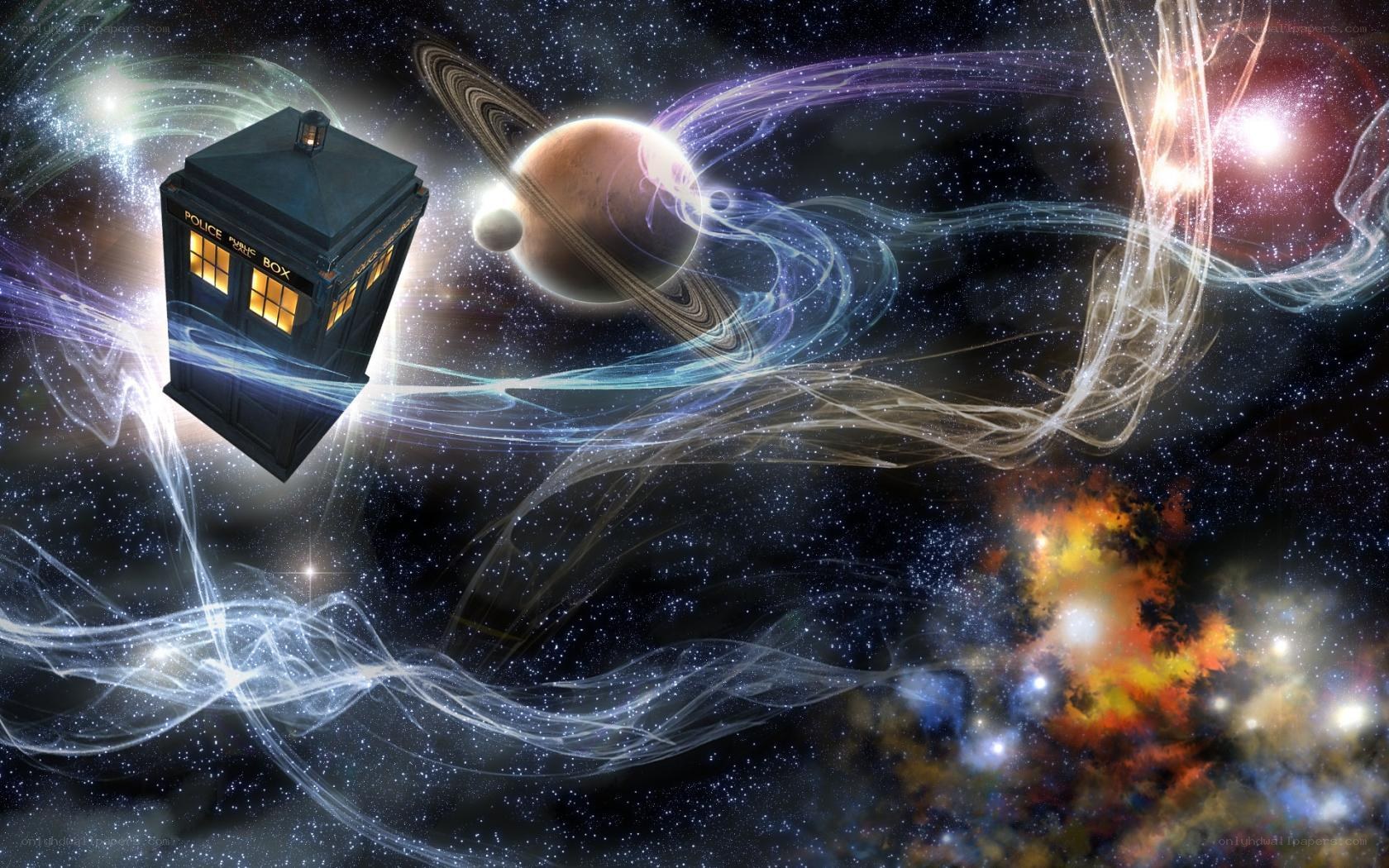 TARDIS in space with planets