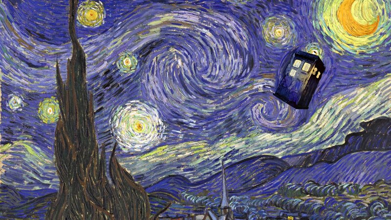 TARDIS in Swirling Sky