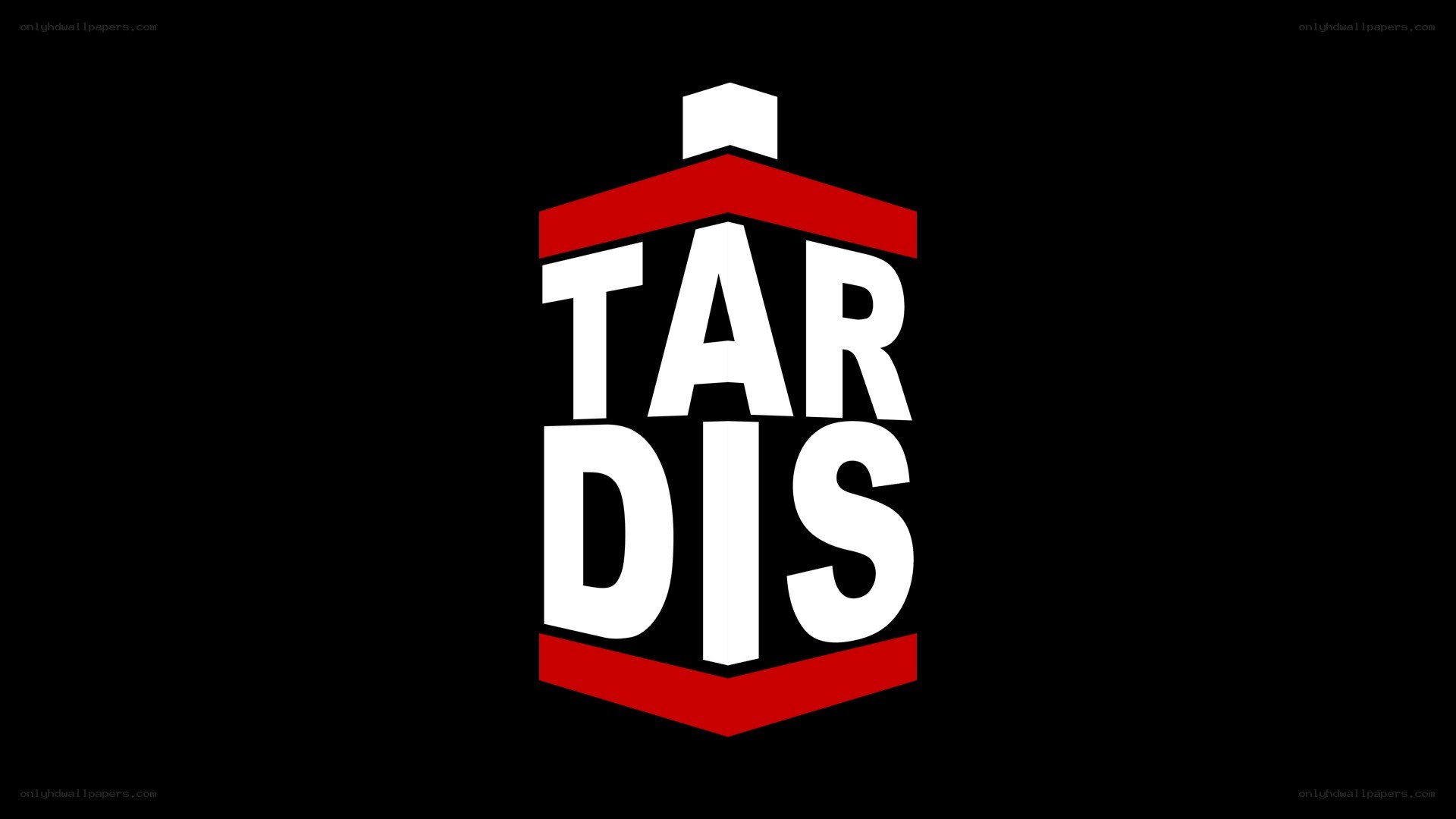 TARDIS logo on black background
