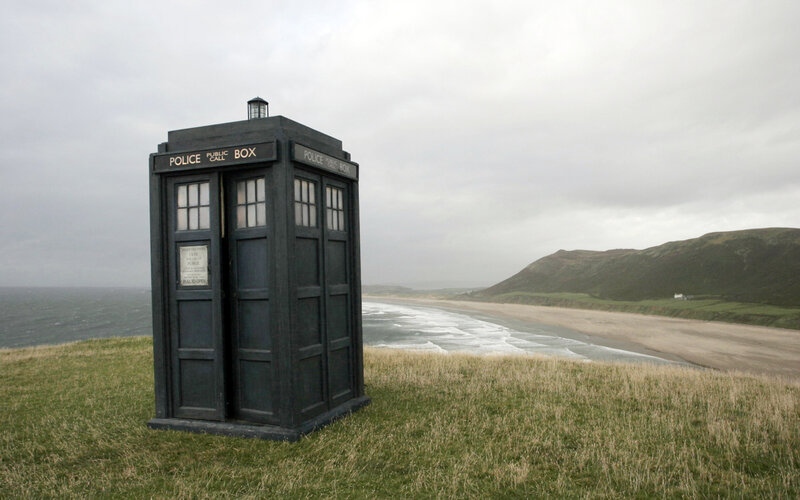TARDIS on a coastal cliff