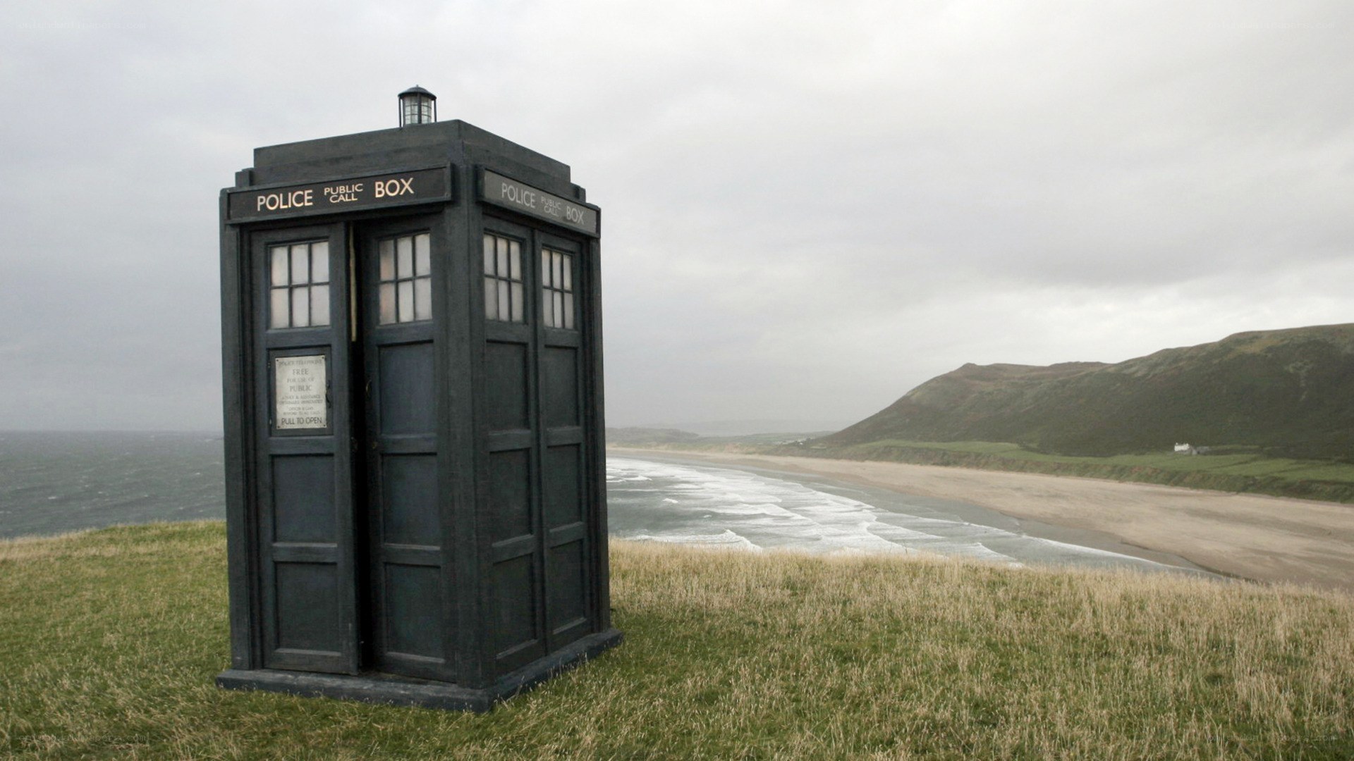 TARDIS on a coastal cliff