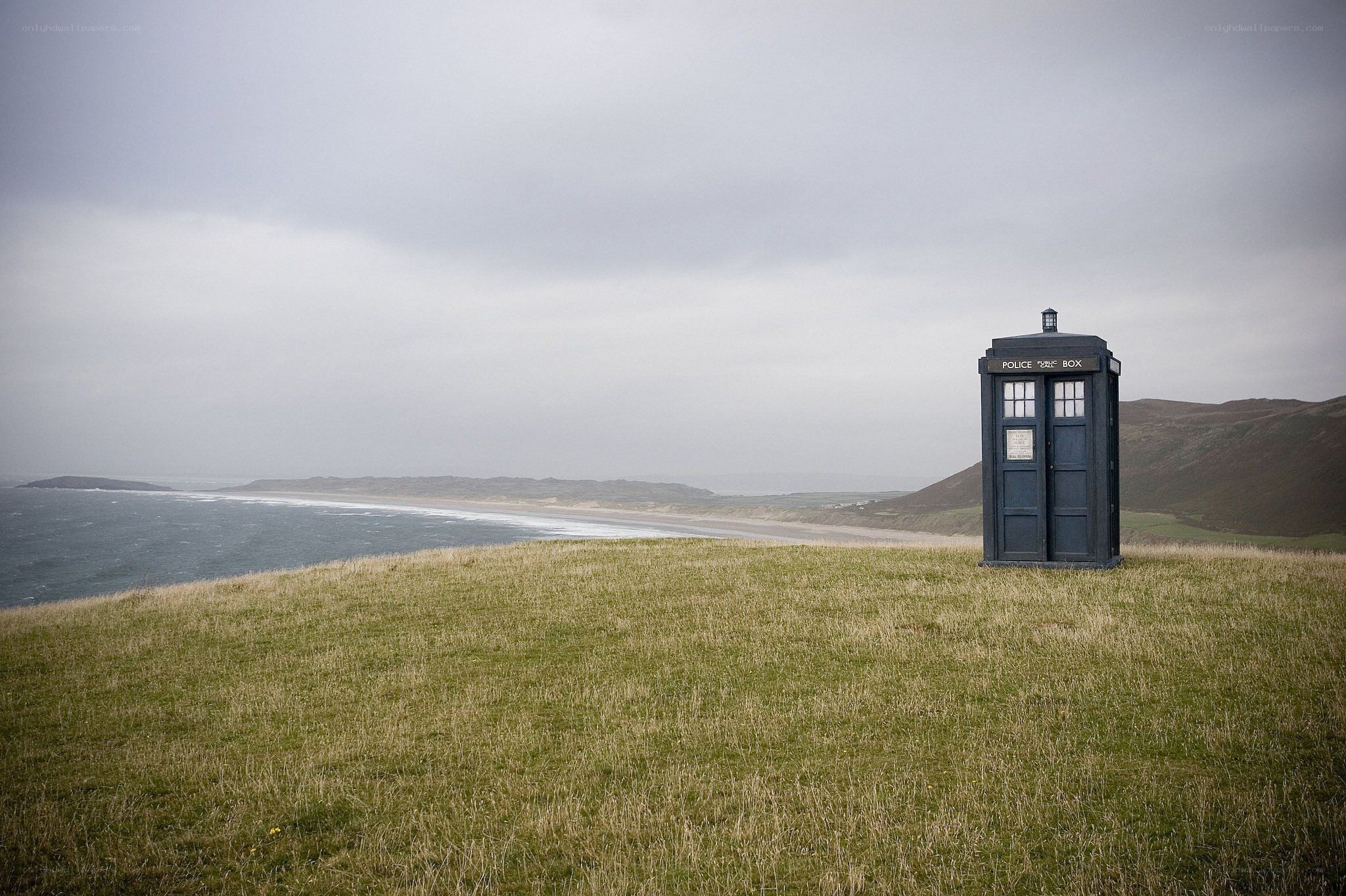 TARDIS on a coastal hill
