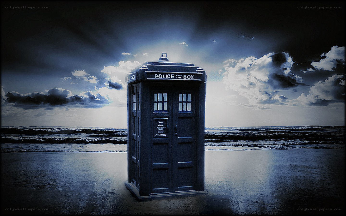 TARDIS on a stormy beach