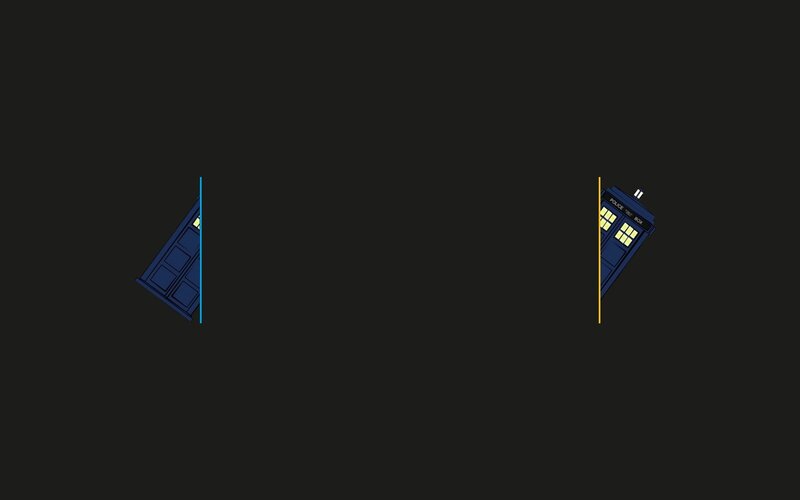TARDIS Police Box — Black, Minimalist