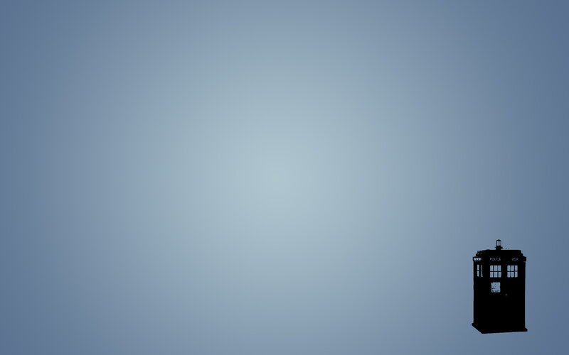 TARDIS silhouette on blue
