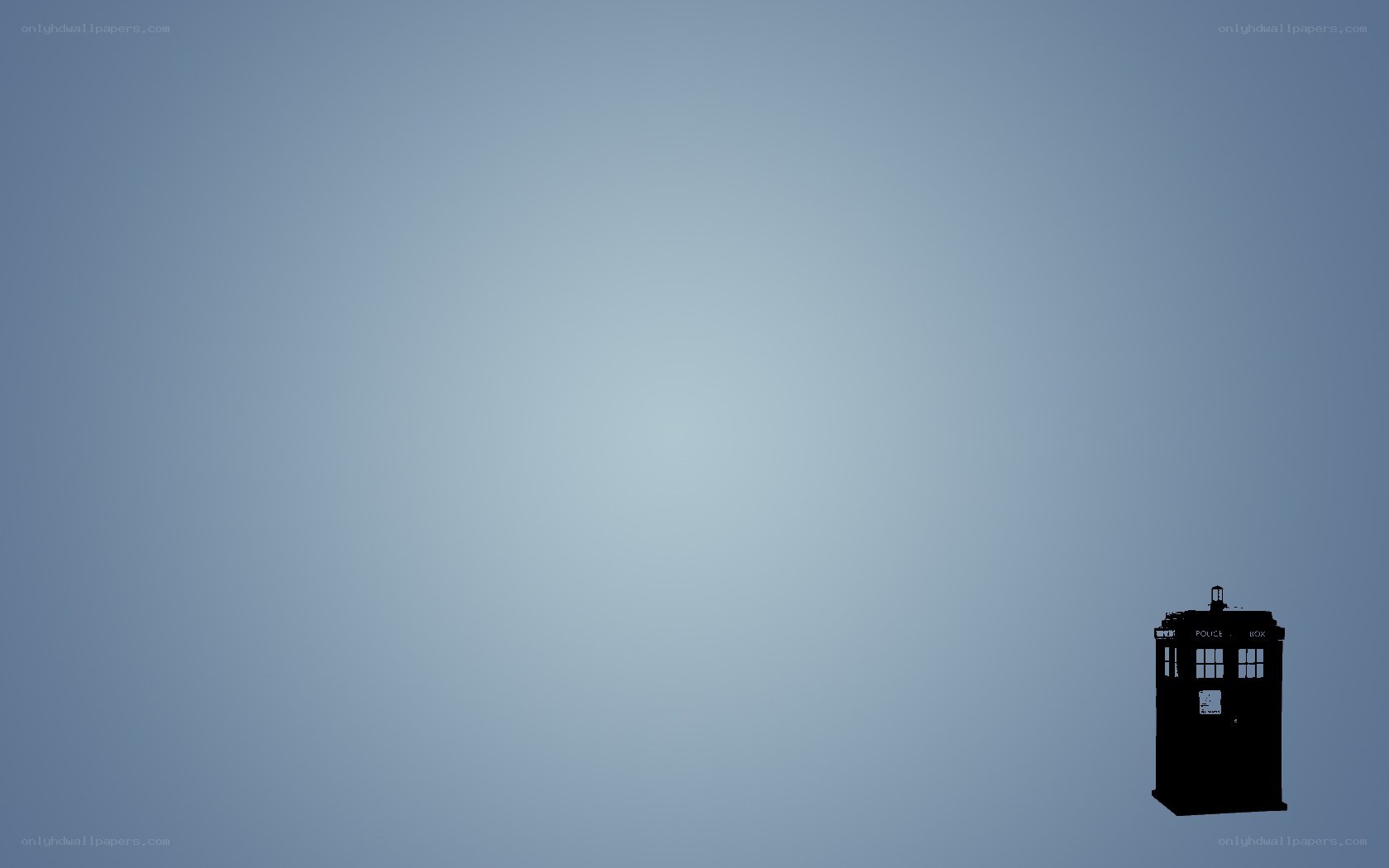 TARDIS silhouette on blue