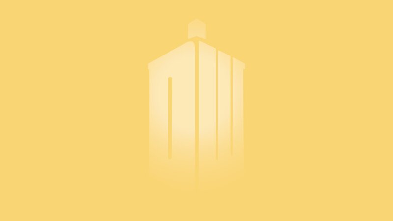 TARDIS silhouette on yellow