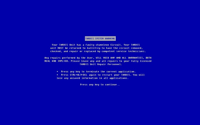 TARDIS system warning screen
