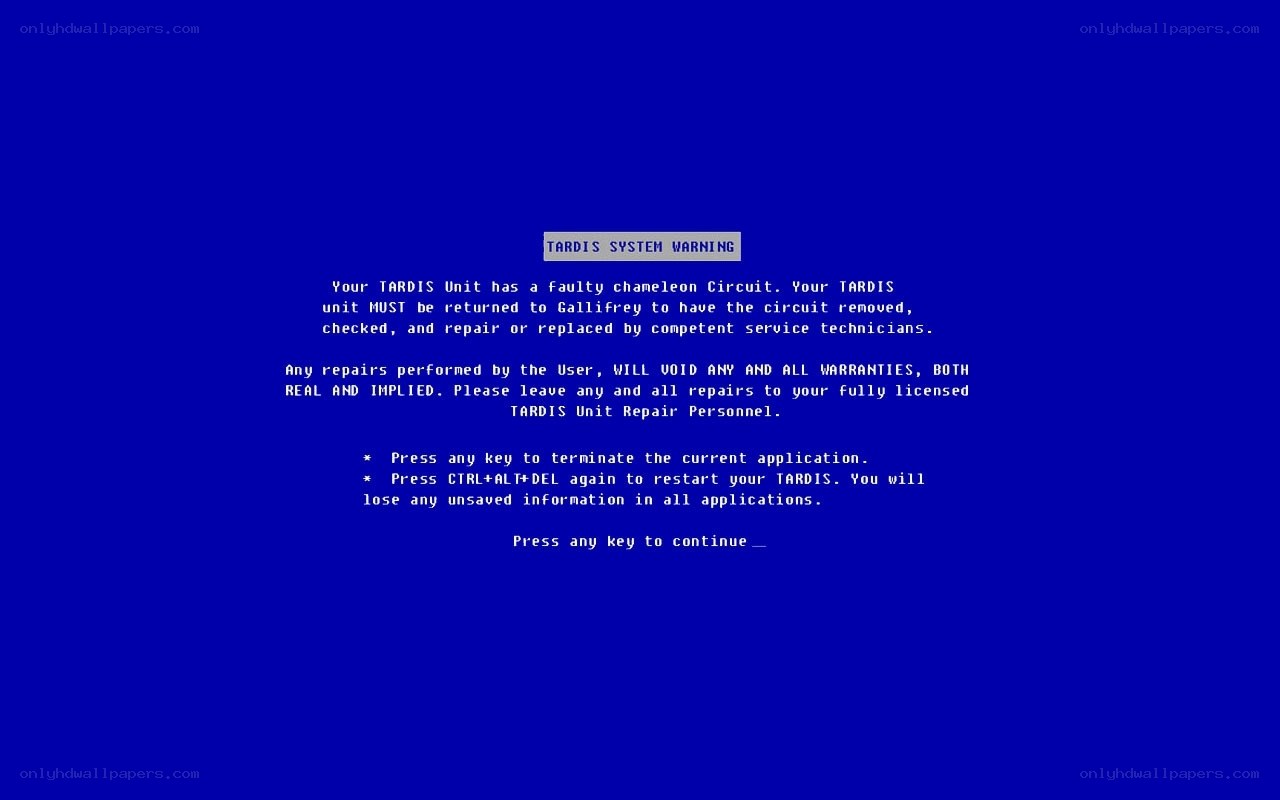 TARDIS system warning screen