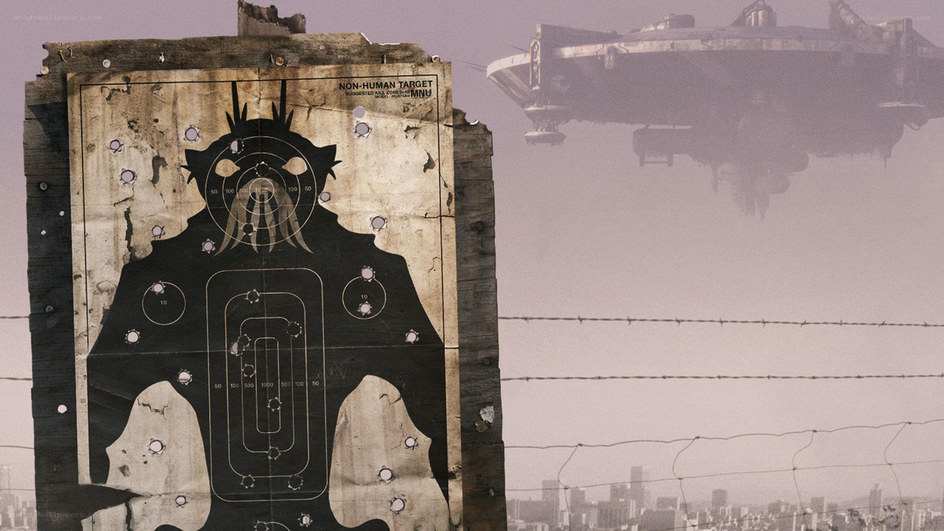 target practice with alien ship