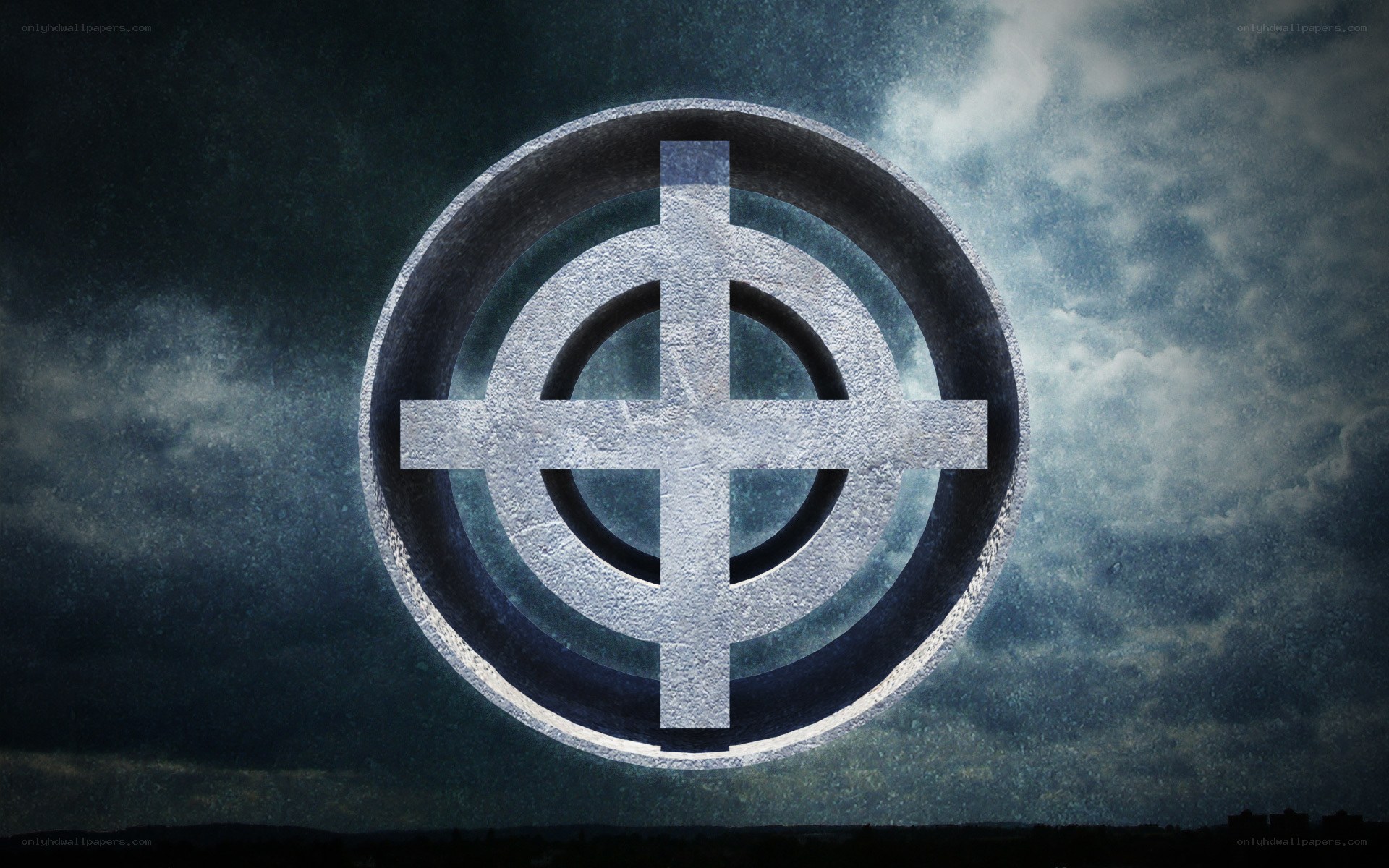 target symbol on stormy sky